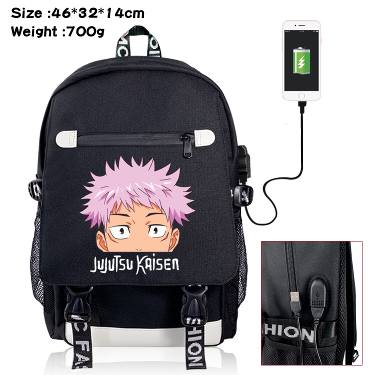 Jujutsu Kaisen Anime Big flip data cable canvas backpack student school bag