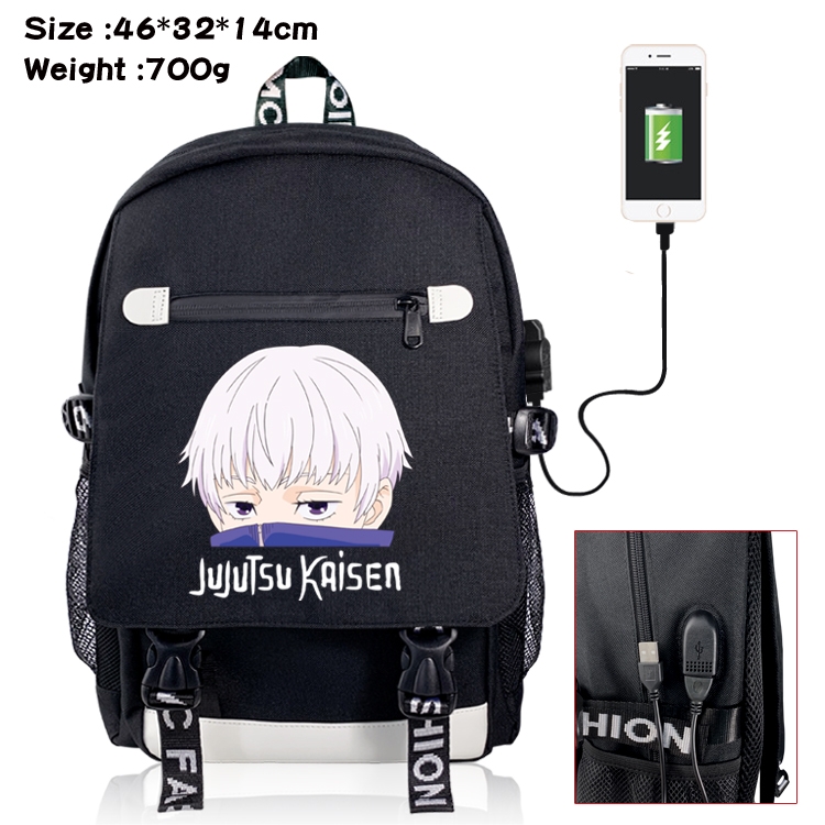 Jujutsu Kaisen Anime Big flip data cable canvas backpack student school bag 21