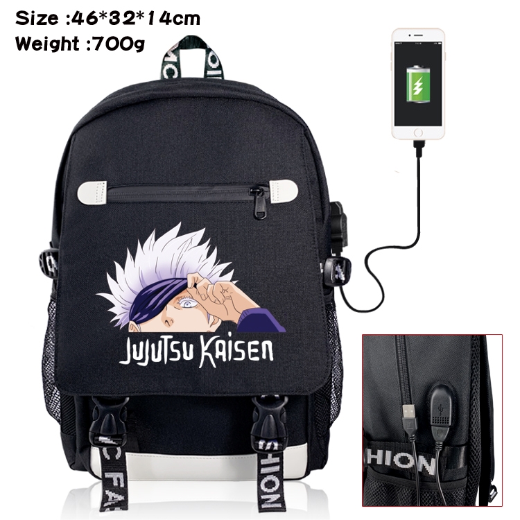 Jujutsu Kaisen Anime Big flip data cable canvas backpack student school bag 24