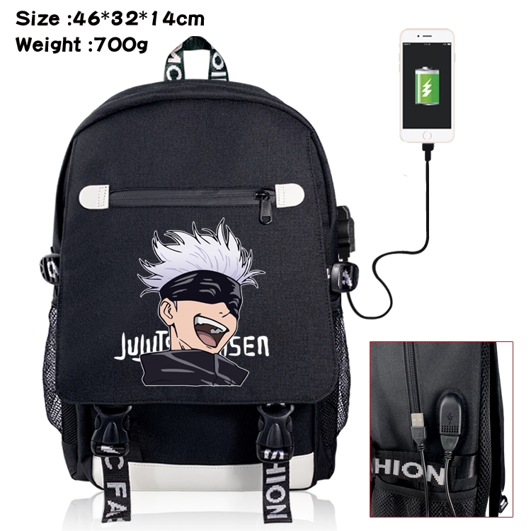 Jujutsu Kaisen Anime Big flip data cable canvas backpack student school bag 12