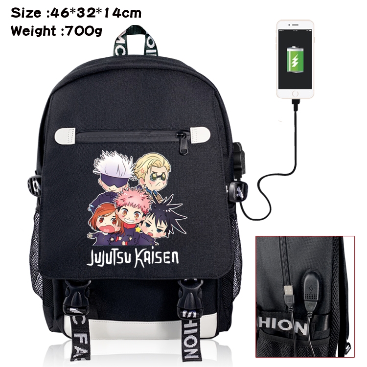 Jujutsu Kaisen Anime Big flip data cable canvas backpack student school bag 02