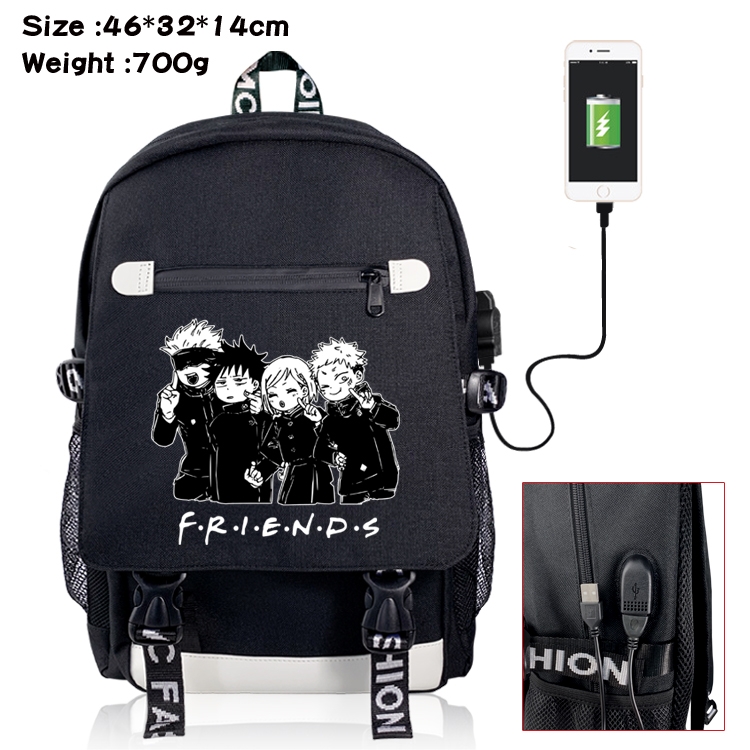 Jujutsu Kaisen Anime Big flip data cable canvas backpack student school bag 03