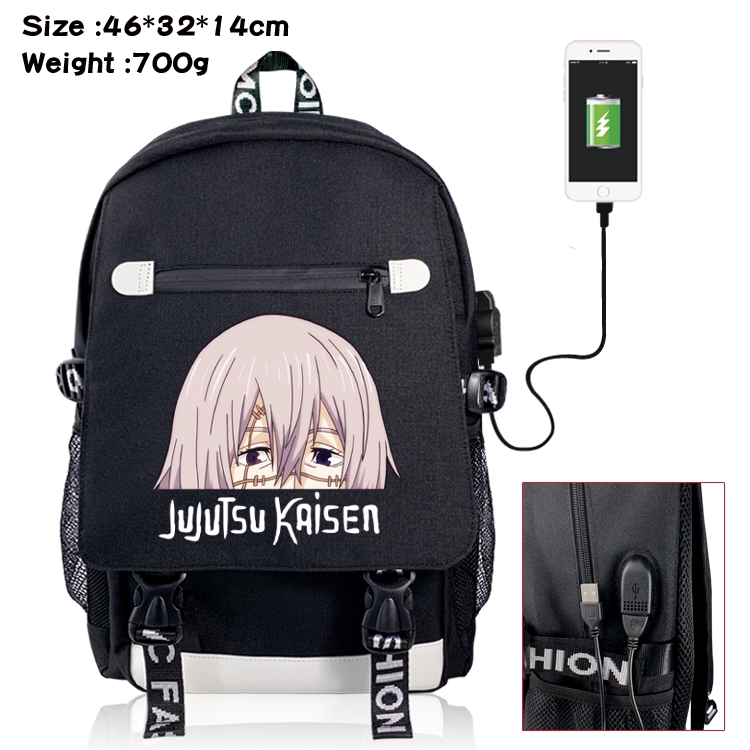 Jujutsu Kaisen Anime Big flip data cable canvas backpack student school bag 19