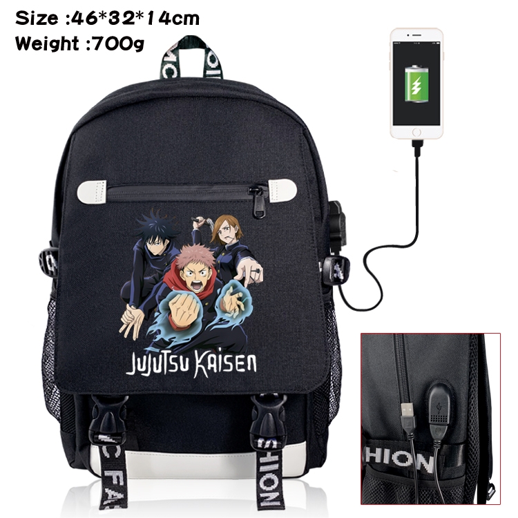 Jujutsu Kaisen Anime Big flip data cable canvas backpack student school bag 01