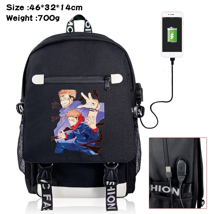 Jujutsu Kaisen Anime Big flip data cable canvas backpack student school bag 17
