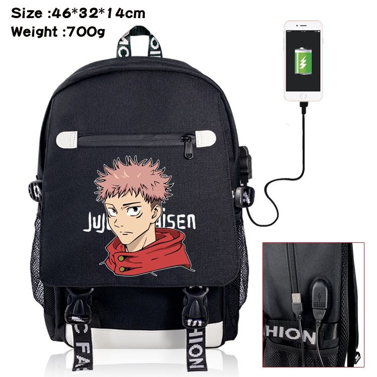 Jujutsu Kaisen Anime Big flip data cable canvas backpack student school bag 13