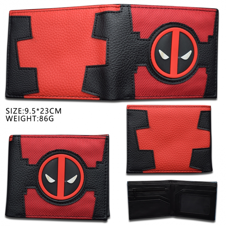 Deadpool Silicone PVC short two fold Wallet 9.5X23CM 86G Style 1