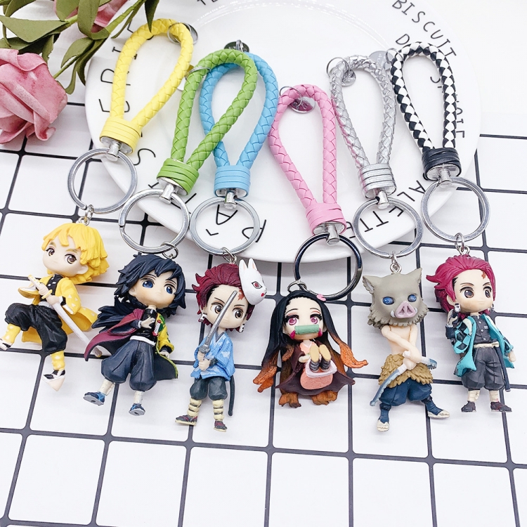 Demon Slayer Kimets Braided rope doll keychain pendant a set of 6