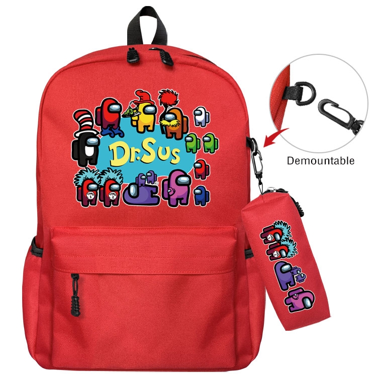 AMONG-US Cartoon student school bag backpack Pencil Bag combination