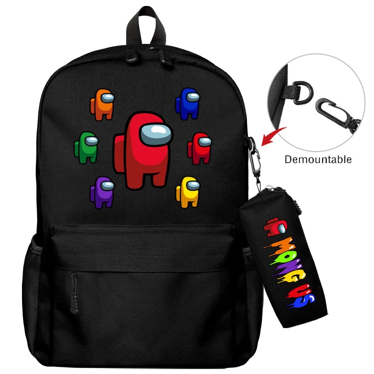 AMONG-US Cartoon student school bag backpack Pencil Bag combination