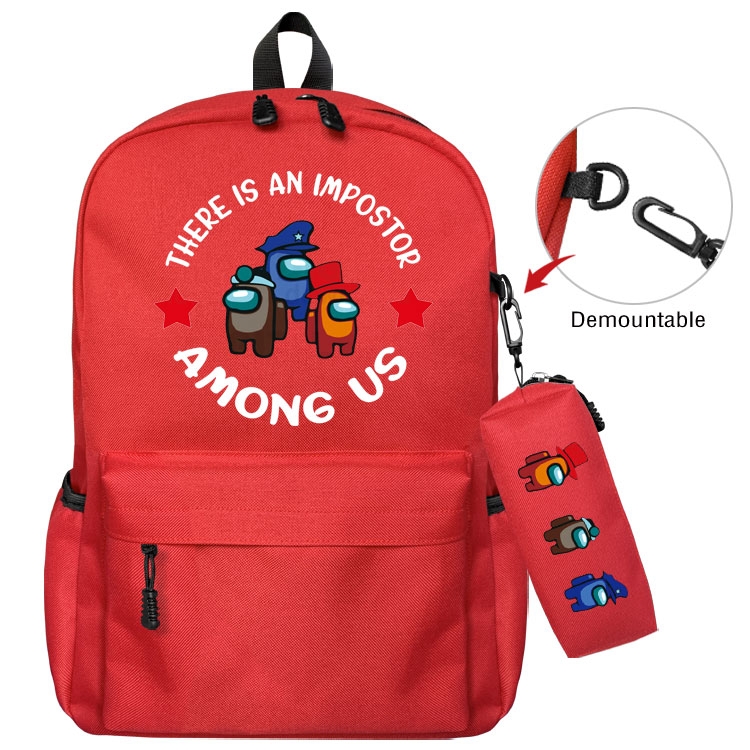 AMONG-US Cartoon student school bag backpack Pencil Bag combination
