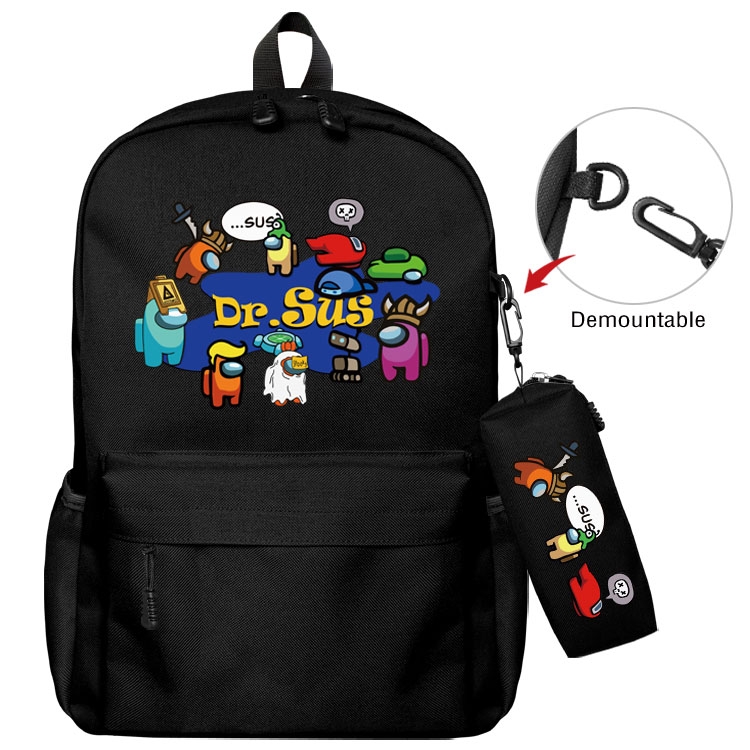 AMONG-US Cartoon student school bag backpack Pencil Bag combination