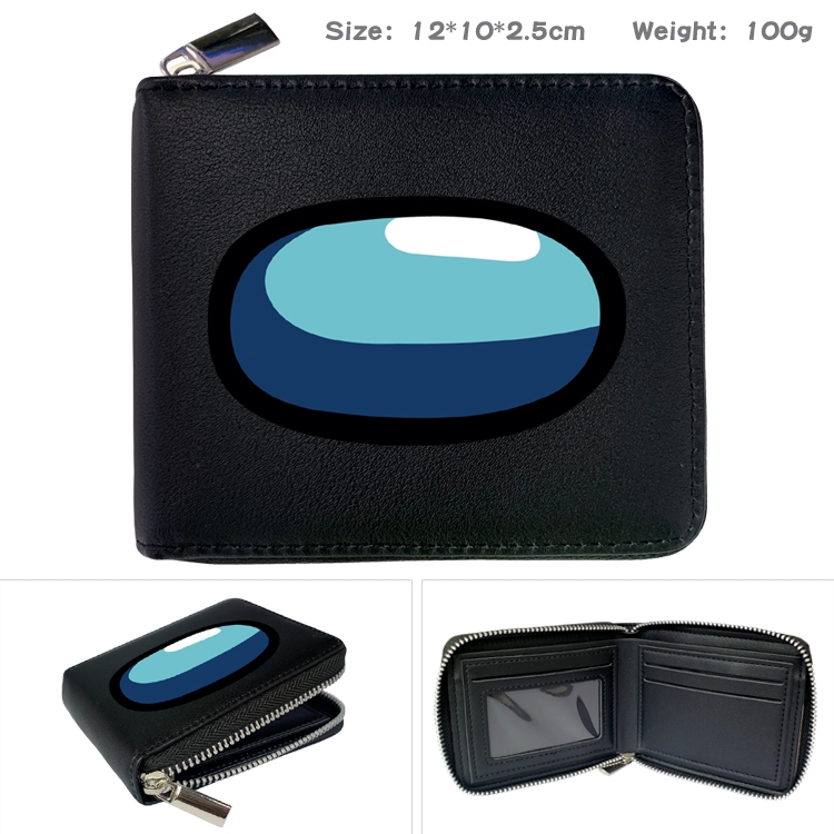 Among us Zipper UV printed bi-fold leather wallet