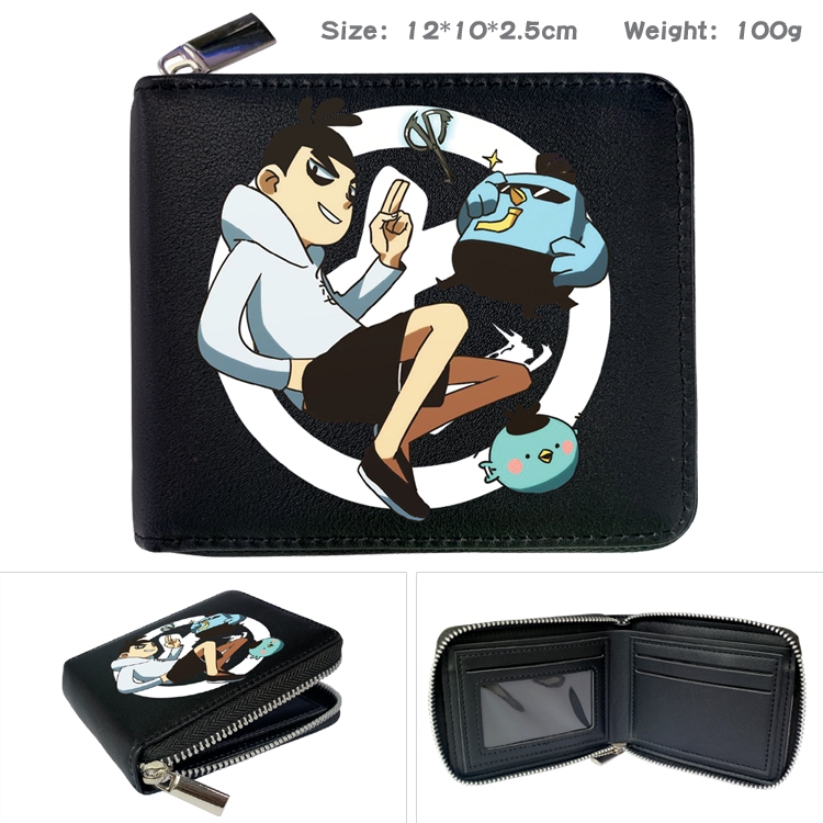 Scissor Seven  Zipper UV printed bi-fold leather wallet