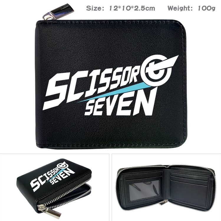 Scissor Seven  Zipper UV printed bi-fold leather wallet