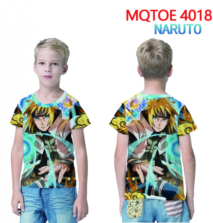 Naruto Childrens full-color printed short-sleeved T-shirt 60 80 100 120 140  160 6 sizes for children MQTOE 4018