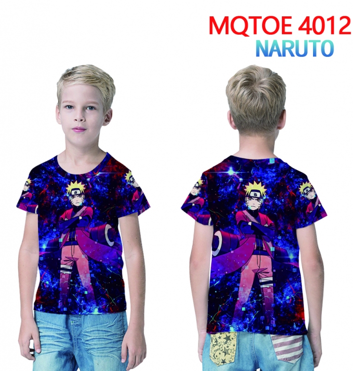 Naruto Childrens full-color printed short-sleeved T-shirt 60 80 100 120 140  160 6 sizes for children MQTOE 4012