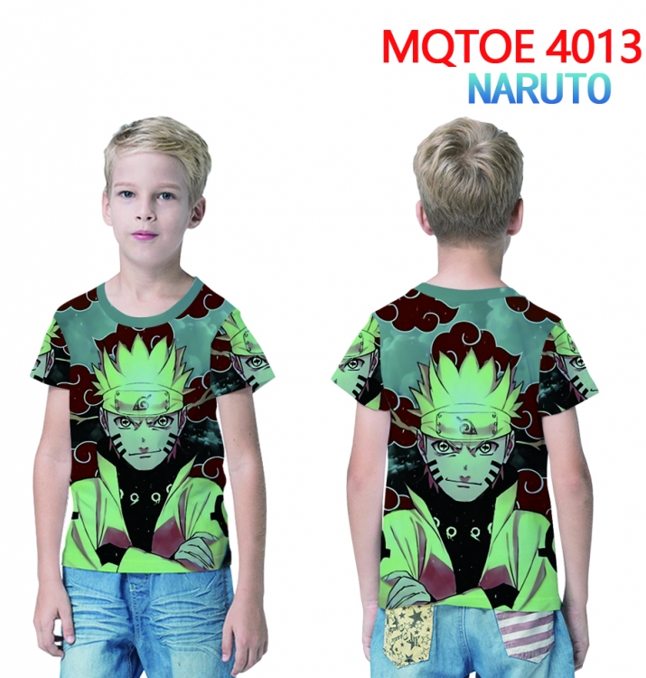 Naruto Childrens full-color printed short-sleeved T-shirt 60 80 100 120 140  160 6 sizes for children MQTOE 4013