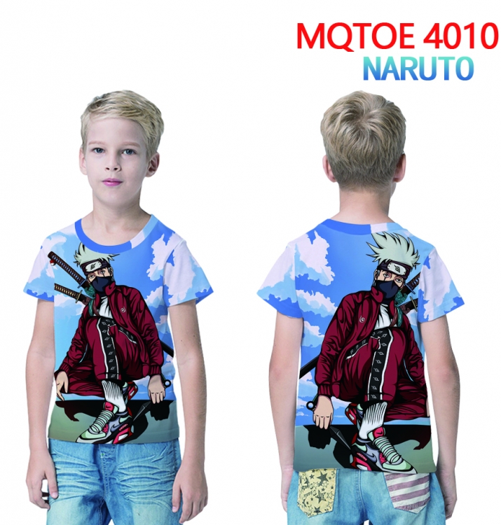 Naruto Childrens full-color printed short-sleeved T-shirt 60 80 100 120 140  160 6 sizes for children MQTOE 4010