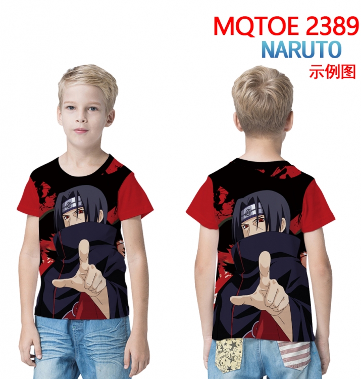 Naruto Childrens full-color printed short-sleeved T-shirt 60 80 100 120 140  160 6 sizes for children MQTOE 2389