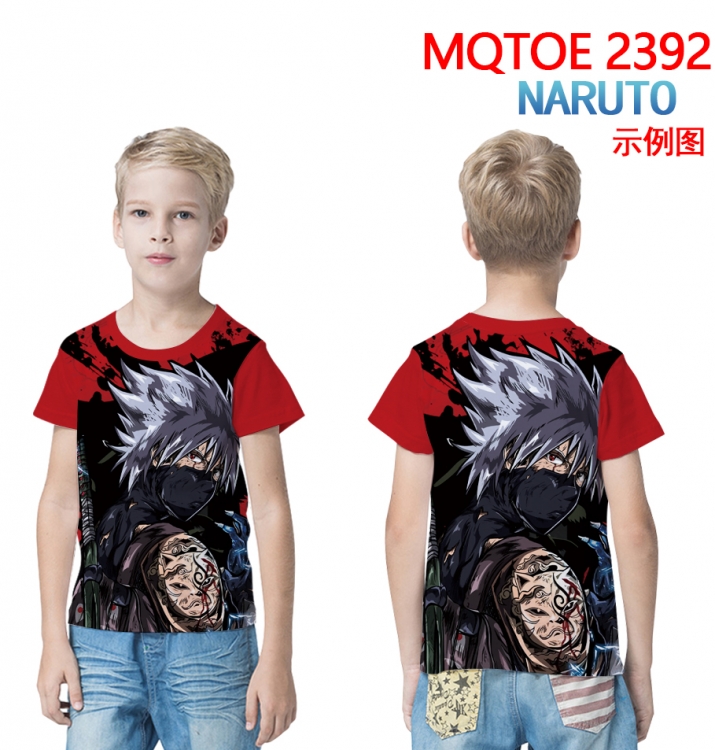 Naruto Childrens full-color printed short-sleeved T-shirt 60 80 100 120 140  160 6 sizes for children MQTOE 2392
