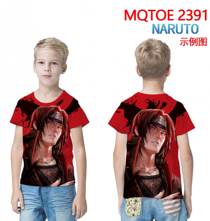 Naruto Childrens full-color printed short-sleeved T-shirt 60 80 100 120 140  160 6 sizes for children MQTOE 2391