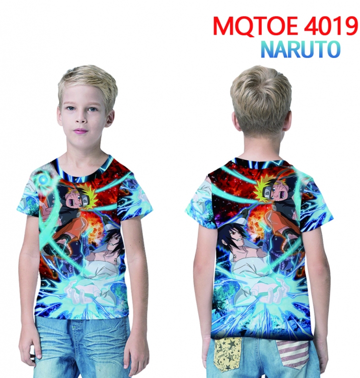 Naruto Childrens full-color printed short-sleeved T-shirt 60 80 100 120 140  160 6 sizes for children MQTOE 4019