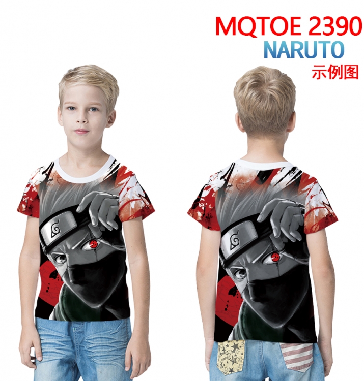 Naruto Childrens full-color printed short-sleeved T-shirt 60 80 100 120 140  160 6 sizes  for children MQTOE 2390