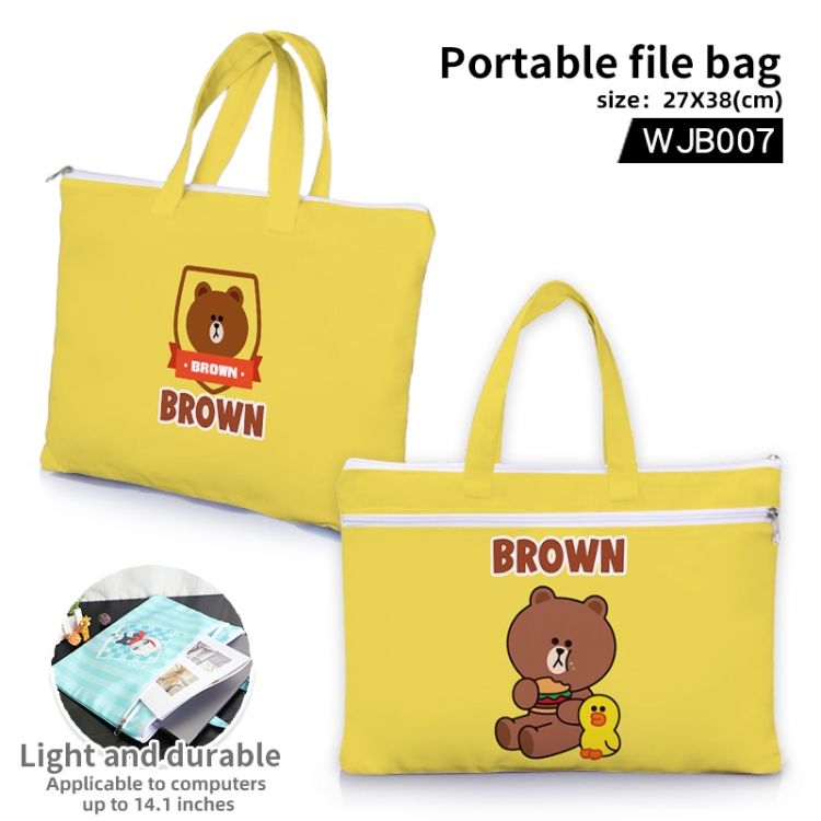 Brown bear  portable file bag Handbag  27x38cm WJB007