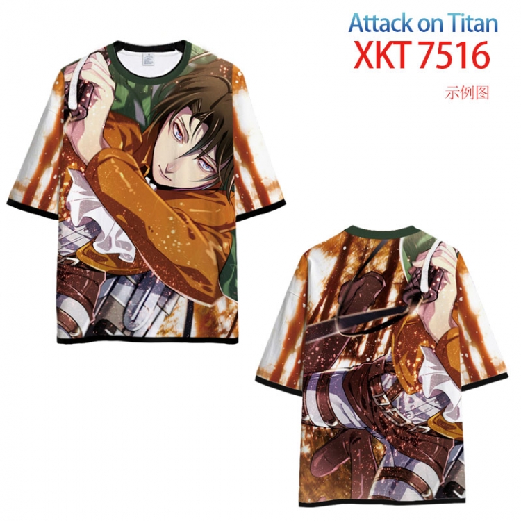 Shingeki no Kyojin Round neck black and white trim color T-shirt from S to 6XL     XKT-7516