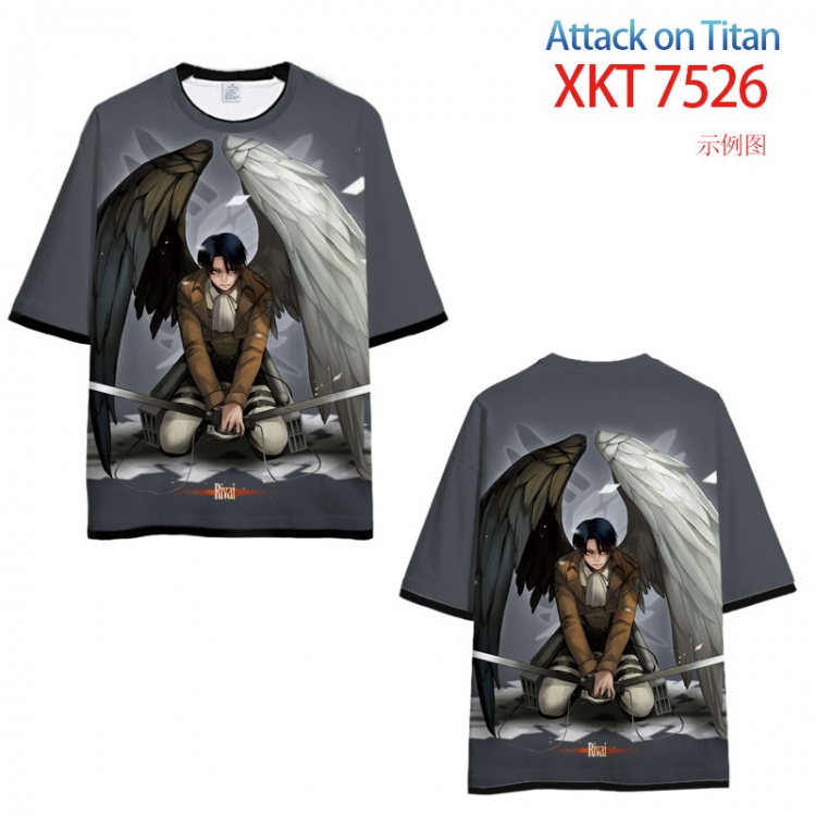 Shingeki no Kyojin Round neck black and white trim color T-shirt from S to 6XL    XKT-7526