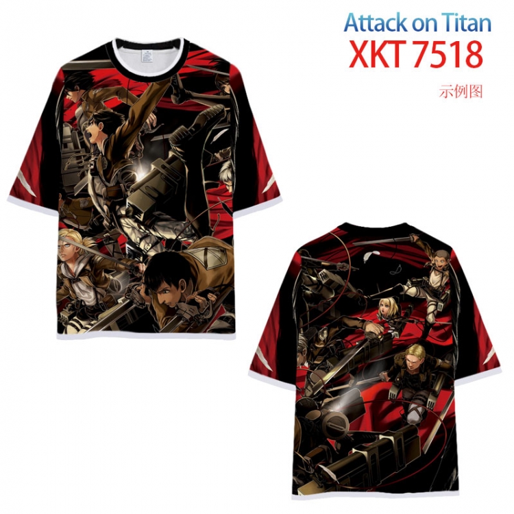 Shingeki no Kyojin Round neck black and white trim color T-shirt from S to 6XL    XKT-7518