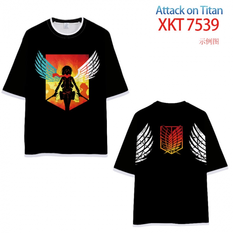 Shingeki no Kyojin Round neck black and white trim color T-shirt from S to 6XL    XKT-7539