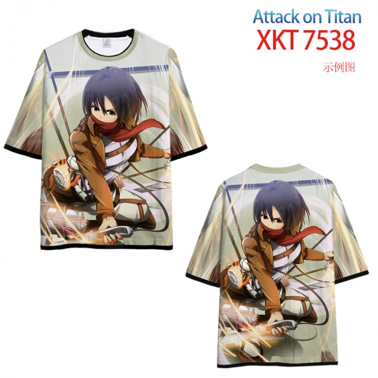 Shingeki no Kyojin Round neck black and white trim color T-shirt from S to 6XL    XKT-7538
