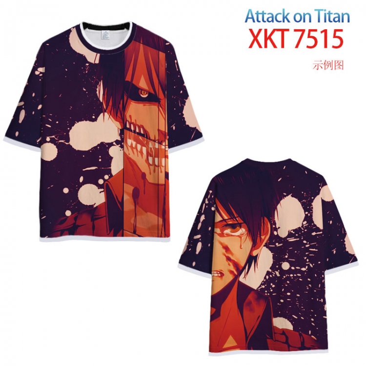Shingeki no Kyojin Round neck black and white trim color T-shirt from S to 6XL XKT-7515