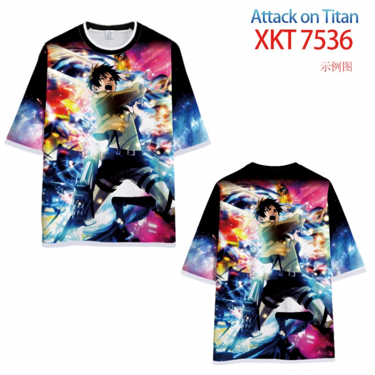 Shingeki no Kyojin Round neck black and white trim color T-shirt from S to 6XL     XKT-7536