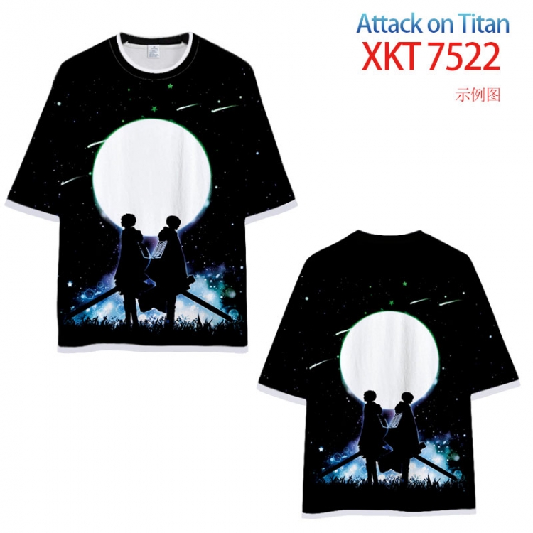 Shingeki no Kyojin Round neck black and white trim color T-shirt from S to 6XL    XKT-7522