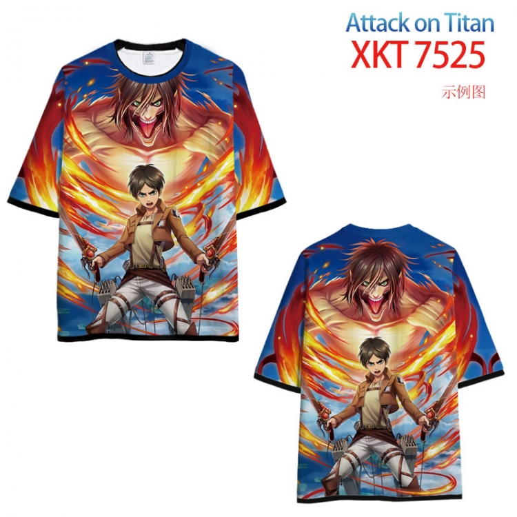 Shingeki no Kyojin Round neck black and white trim color T-shirt from S to 6XL     XKT-7525
