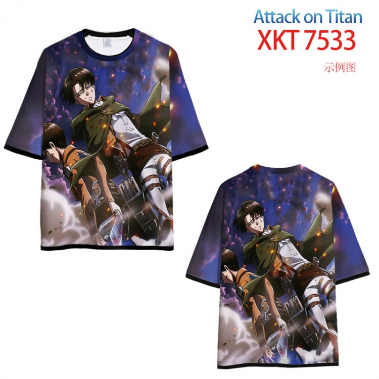 Shingeki no Kyojin Round neck black and white trim color T-shirt from S to 6XL    XKT-7533