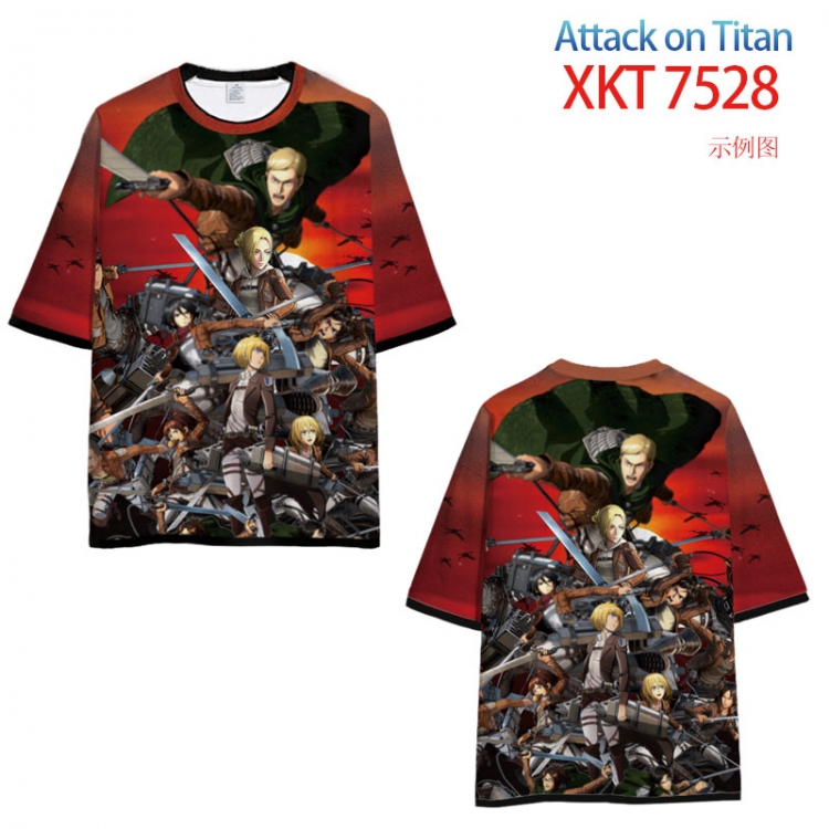 Shingeki no Kyojin Round neck black and white trim color T-shirt from S to 6XL    XKT-7528