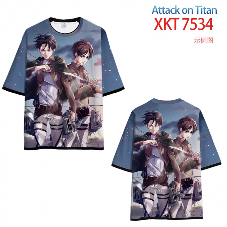Shingeki no Kyojin Round neck black and white trim color T-shirt from S to 6XL    XKT-7534
