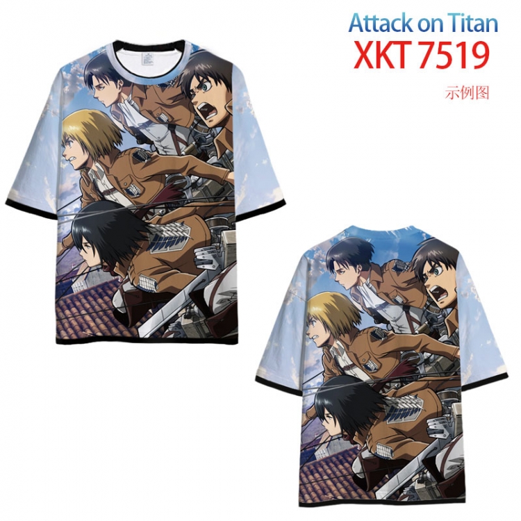 Shingeki no Kyojin Round neck black and white trim color T-shirt from S to 6XL     XKT-7519