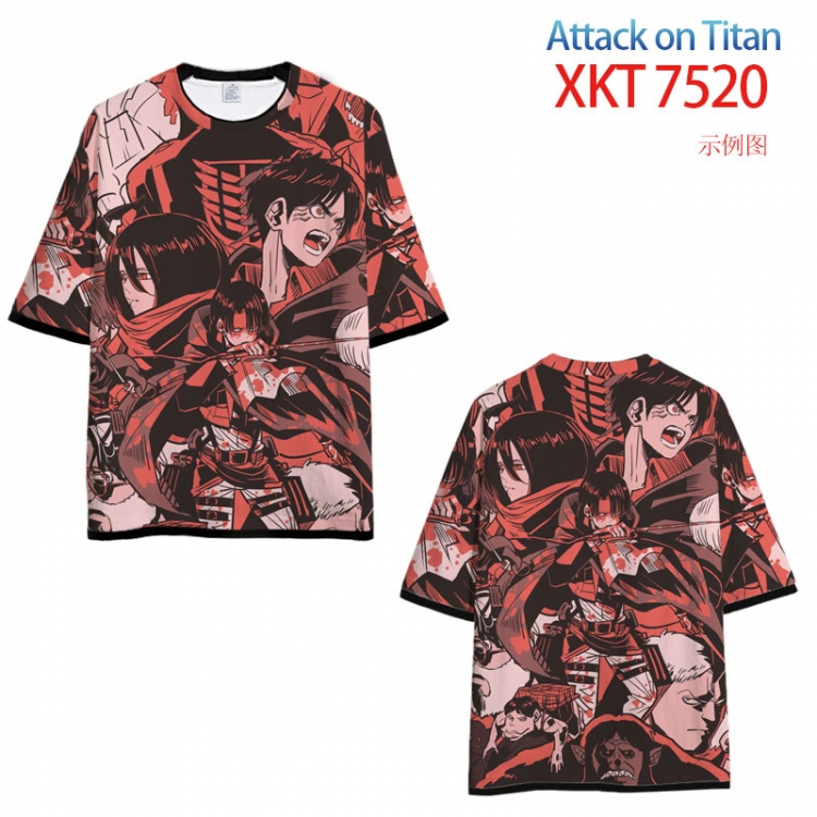 Shingeki no Kyojin Round neck black and white trim color T-shirt from S to 6XL    XKT-7520