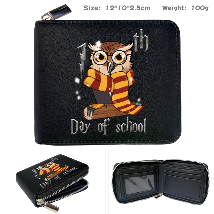 Harry Potter Zipper UV printed bi-fold leather wallet 12x10x2.5cm 100g