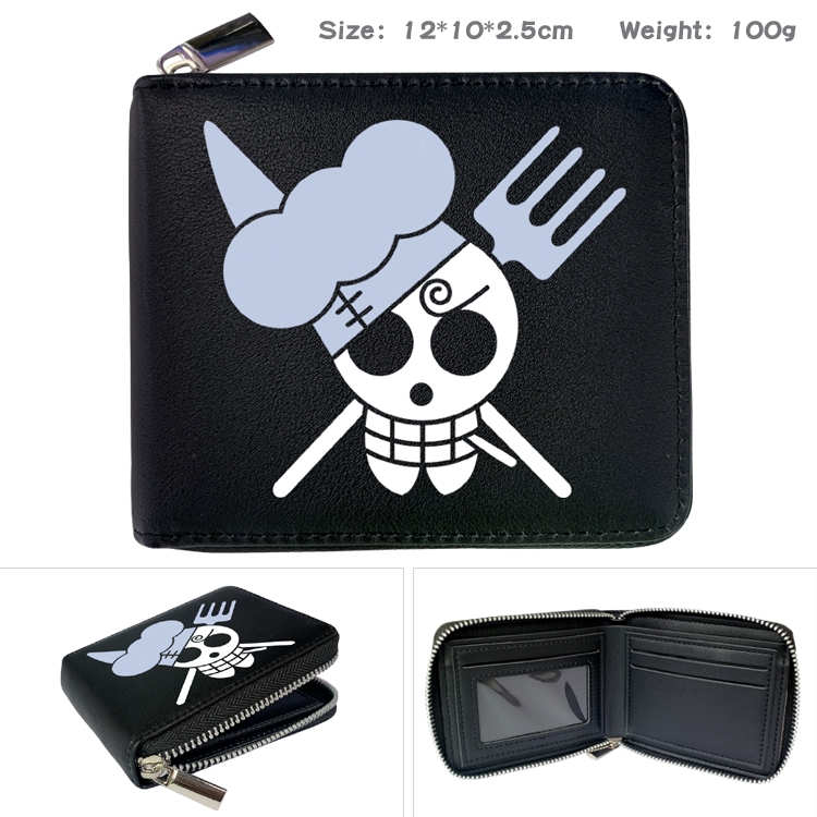 One Piece Zipper UV printed bi-fold leather wallet 12x10x2.5cm 100g