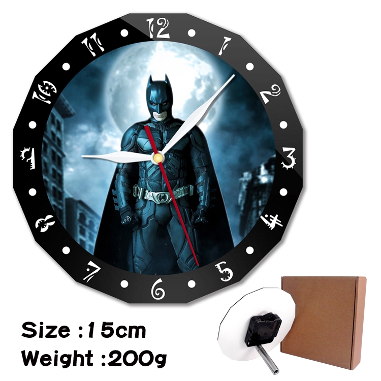 Batman Anime double acrylic wall clock alarm clock 15cm 200g 