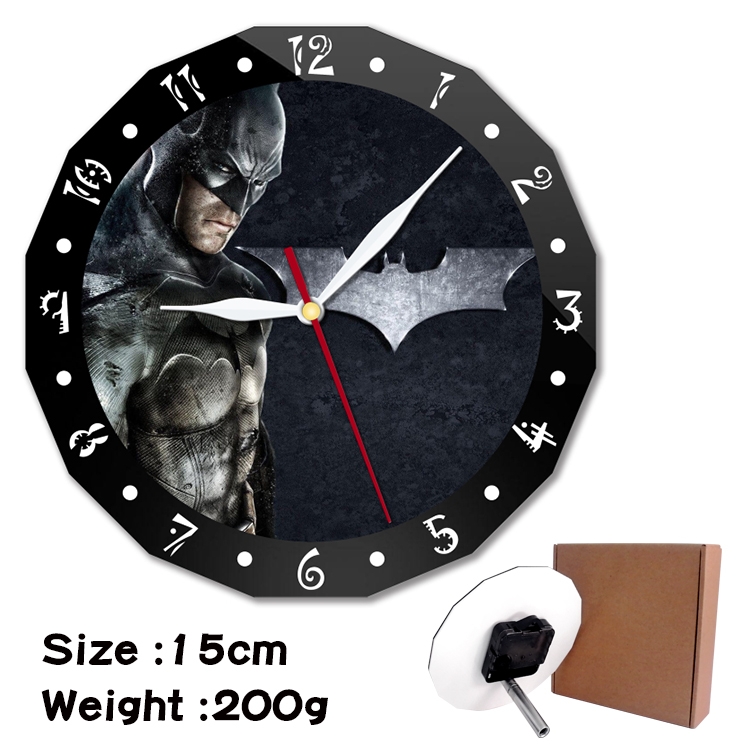 Batman Anime double acrylic wall clock alarm clock 15cm 200g 