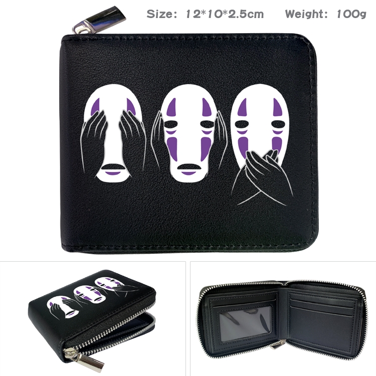 TOTORO Anime Zipper UV printed bi-fold leather wallet 12x10x2.5cm 100g