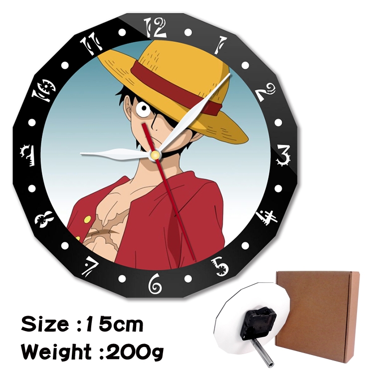 One Piece Anime double acrylic wall clock alarm clock 15cm 200g