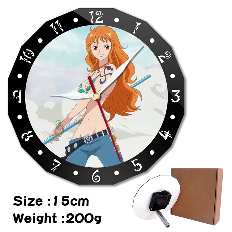 One Piece Anime double acrylic wall clock alarm clock 15cm 200g